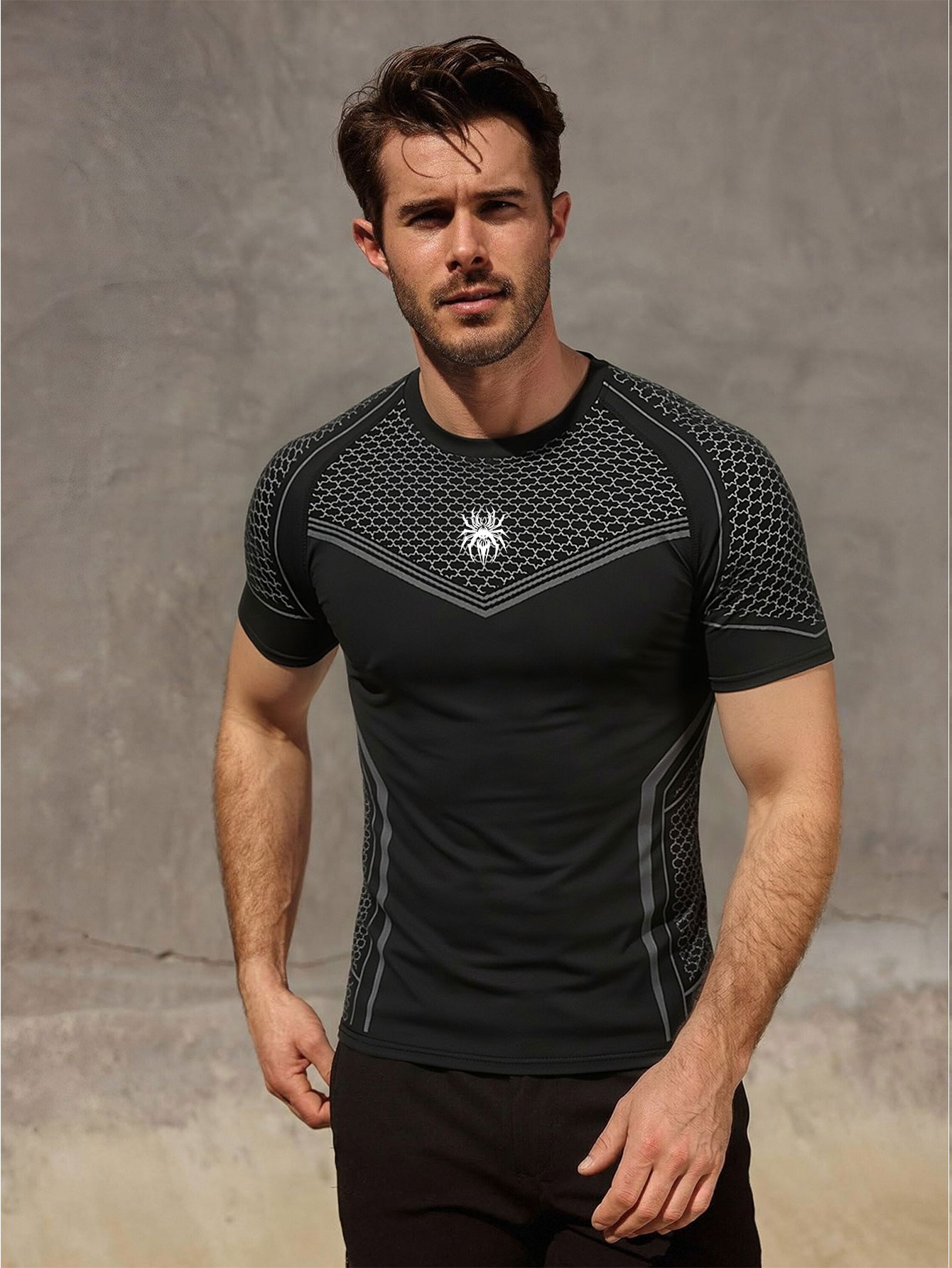 Outdoor Sport.Hub - Gym Hub Bedrukt Heren Compressie T-Shirt